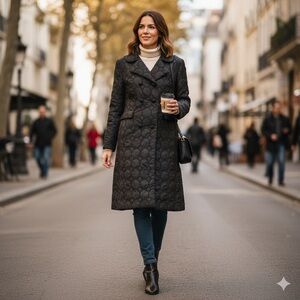 Vintage Lanson Embroidered, Cubic Design All-Weather 1960’s Mod Coat